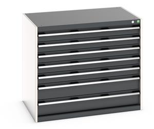 Bott Cubio drawer cabinet with overall dimensions of 1050mm wide x 750mm deep x 900mm high Cabinet consists of 5 x 100mm and 2 x 150mm high drawers 100% extension drawer with internal dimensions of 925mm wide x 525mm deep. The drawers have a... 1050mmW x 750mmD